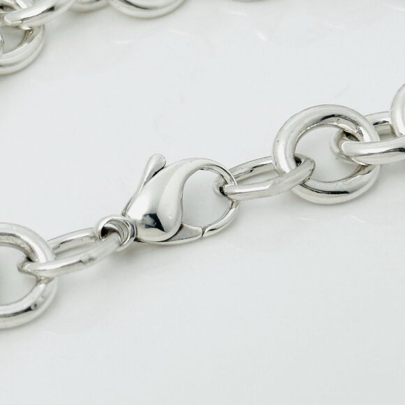 Large Please Return to Tiffany Black Color Splash Enamel Heart Tag Bracelet - Picture 6 of 8